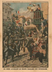 Le truppe francesi sono accolte con entusiasmo dai serbi, 1915