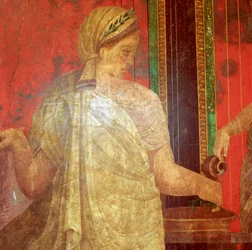 Dettaglio di Affresco, Ministrante che Porta un Vassoio di Cibo, I secolo a.C.