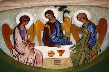Affresco nella cattedrale di Madrid, Madrid, Spagna