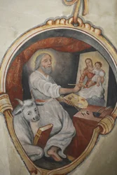 Affresco nella chiesa di Maglie: San Luca che dipinge, Maglie, Italia