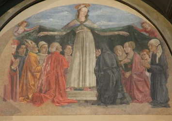Affresco della Madonna della Misericordia, Cappella Vespucci, Ognissanti, Firenze, Italia (foto)