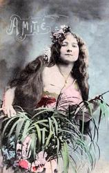 Amicizia, cartolina francese vintage, c. 1900