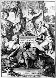 Frontespizio di Ontledigen en Ondekkigen...Brieven di Anton van Leeuwenhoek