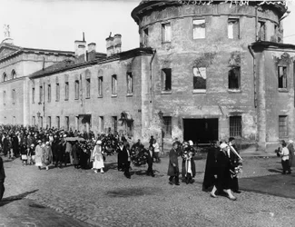 Processione funebre del poeta Alexander Blok, Pietrogrado, Russia, 10 agosto 1921