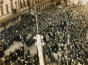 Processione funebre del poeta Valery Bryusov, Mosca, URSS, 12 ottobre 1924