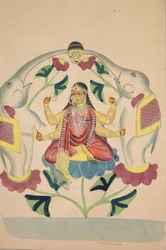 Gajalakshmi: Lakshmi con elefanti, 1800s