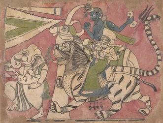 Ganesha guida Shiva e Durga in processione