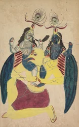 Garuda che trasporta Balarama e Krishna, 1800s