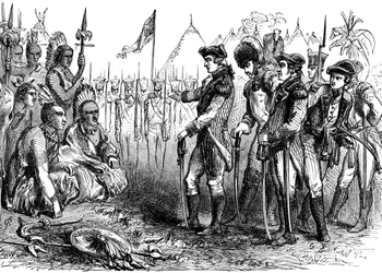 Il generale Burgoyne che si rivolge agli indiani