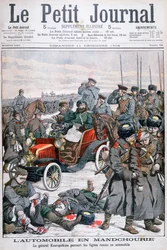 Generale Kuropatkin in visita alle linee russe in auto, Guerra russo-giapponese, 1904