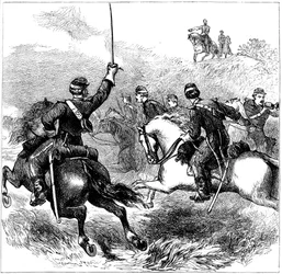 Il generale Sheridan a Cedar Creek, Virginia, Guerra Civile Americana, 1864 c1880