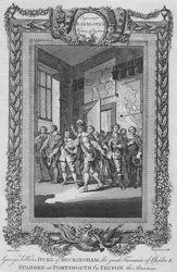George Villiers, Duca di Buckingham, il grande favorito di Carlo I, accoltellato, c1787