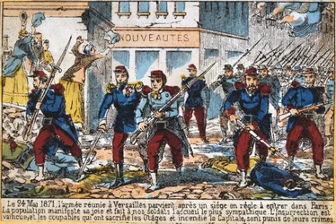 Soldati governativi avanzano a Parigi per sopprimere la Comune, 24 maggio 1871