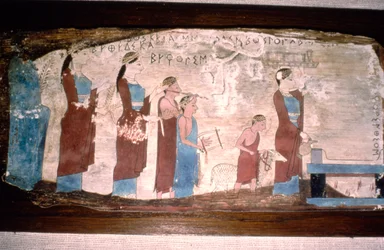 Musicisti greci a un sacrificio, dipinto su legno, c520 a.C.-c500 a.C.