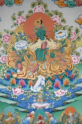 Tara verde, simbolo di prosperità. Monastero di Kopan, Kathmandu, Nepal