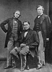 Gustav Kirchhoff, Robert Bunsen e Henry Roscoe, scienziati, c1860