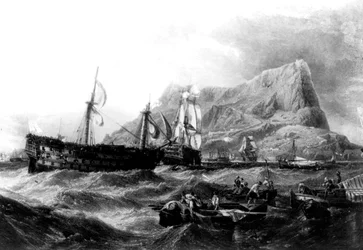 HMS Victory rimorchiata a Gibilterra