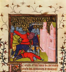 Combattimento corpo a corpo con spade in difesa di un castello