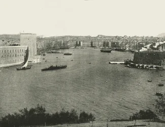 Vista del porto, Marsiglia, Francia, 1895