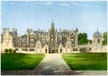 Maniero di Harlaxton, Lincolnshire, casa della famiglia Gregory, c1880
