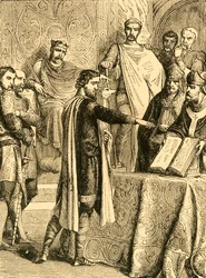 Harold giura di mantenere il Diritto del Duca di Normandia al Trono d