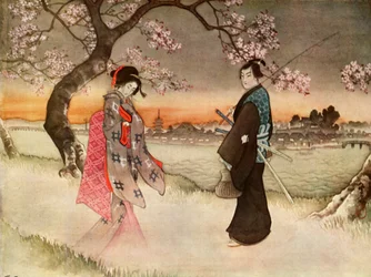 Fu improvvisamente spaventato nel vedere una figura femminile avvicinarsi a lui nelle ombre tremolanti, 1919