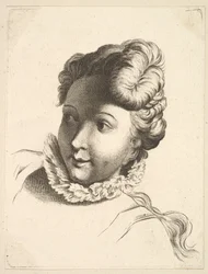 Testa di donna con colletto, da Livre de Têtes Gravées d
