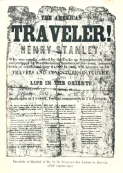 Henry M. Stanley, Volantino del tour di conferenze in America, A 31 anni scoprì il Dr. Livingstone in Africa