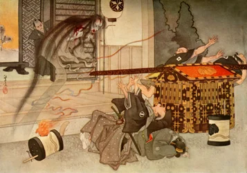 Il suo volto spettrale e gli abiti macchiati di sangue, 1919
