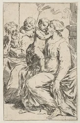 Sacra Famiglia con San Giovanni Battista, copia inversa dopo Cantarini