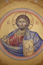 Chiesa del Santo Sepolcro, soffitto del Catholicon, mosaico di Cristo Pantocratore, Gerusalemme, Israele