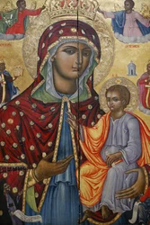Chiesa del Santo Sepolcro, il catholicon greco-ortodosso, icona della Vergine Maria e bambino, Gerusalemme, Israele