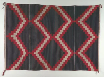 Tappeto in stile revival Hubbell con strisce Moki Moqui, c. 1890-1910