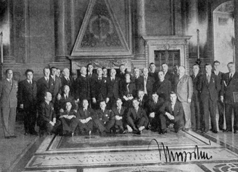 Il Duce posa, tour FA, Palazzo di Venezia, Roma, Italia, 1933