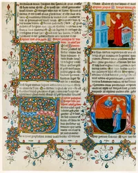 Lettere iniziali illuminate con scene della vita di San Girolamo, fine XIV secolo