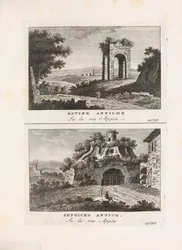 Illustrazione tratta dal libro Vedute antiche e moderne le più interessanti della città di Roma di autore sconosciuto e pubblicato da Presso Venanzio Monaldini, Stefano Piale in Piazza di Spagna (it, [ca. 1820])