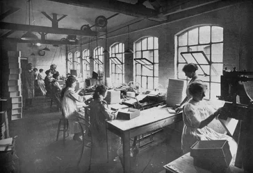 Nella fabbrica di scatole, 1919