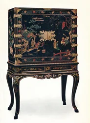 Armadio laccato inciso, c1680, 1910