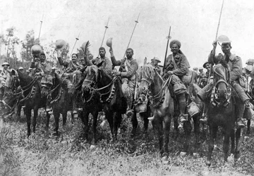 Cavalleria indiana dopo la loro carica, Somme, Francia, Prima Guerra Mondiale, 14 luglio 1916, c. 1920