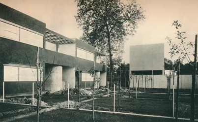Schema di edilizia industriale a Pessac, vicino a Bordeaux. Architetti, Le Corbusier e Pierre Jeanneret