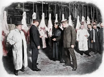 Ispezione della carne al mercato di Smithfield, Città di Londra