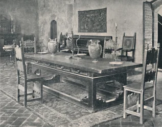 Interno, Palazzo Davanzati - Con tavolo del XV secolo dal distretto di Parma o Modena, 1928