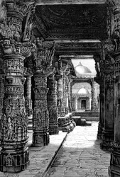 Interno di un tempio Jaina, Monte Abu, Rajasthan, India, 1895