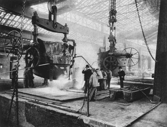 Vista interna, fabbrica Krupp, Essen, Ruhr, Germania, Prima Guerra Mondiale, 1917