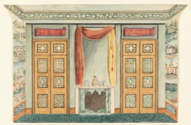 Interno con carta da parati cinese