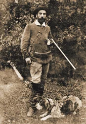 Isaac Ilyich Levitan con il suo cane Vesta, prima del 1893