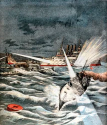 Barche siluranti giapponesi che effettuano un attacco a sorpresa, Guerra russo-giapponese, 1904
