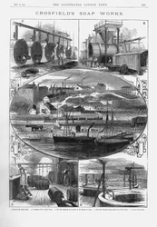 Fabbrica di sapone Joseph Crosfield & Sons a Bank Quarry, Warrington, Cheshire, 1886