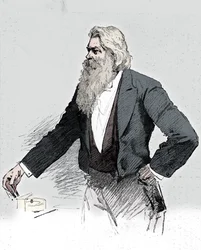 Joseph Wilson Swan, fisico e chimico britannico, che dimostra l