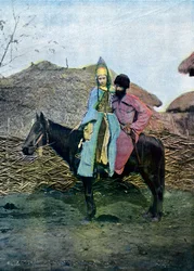 Coppia Kabardin in viaggio, c1890